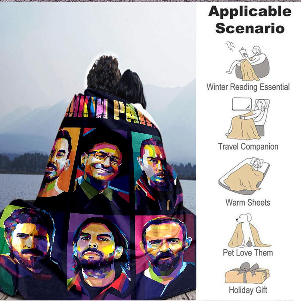 1pc Linkin Park Band Blanket Lightweight Flannel Blanket Throw Blanket For Sofa, Bed, Travel, Camping, Livingroom, Office, Couch