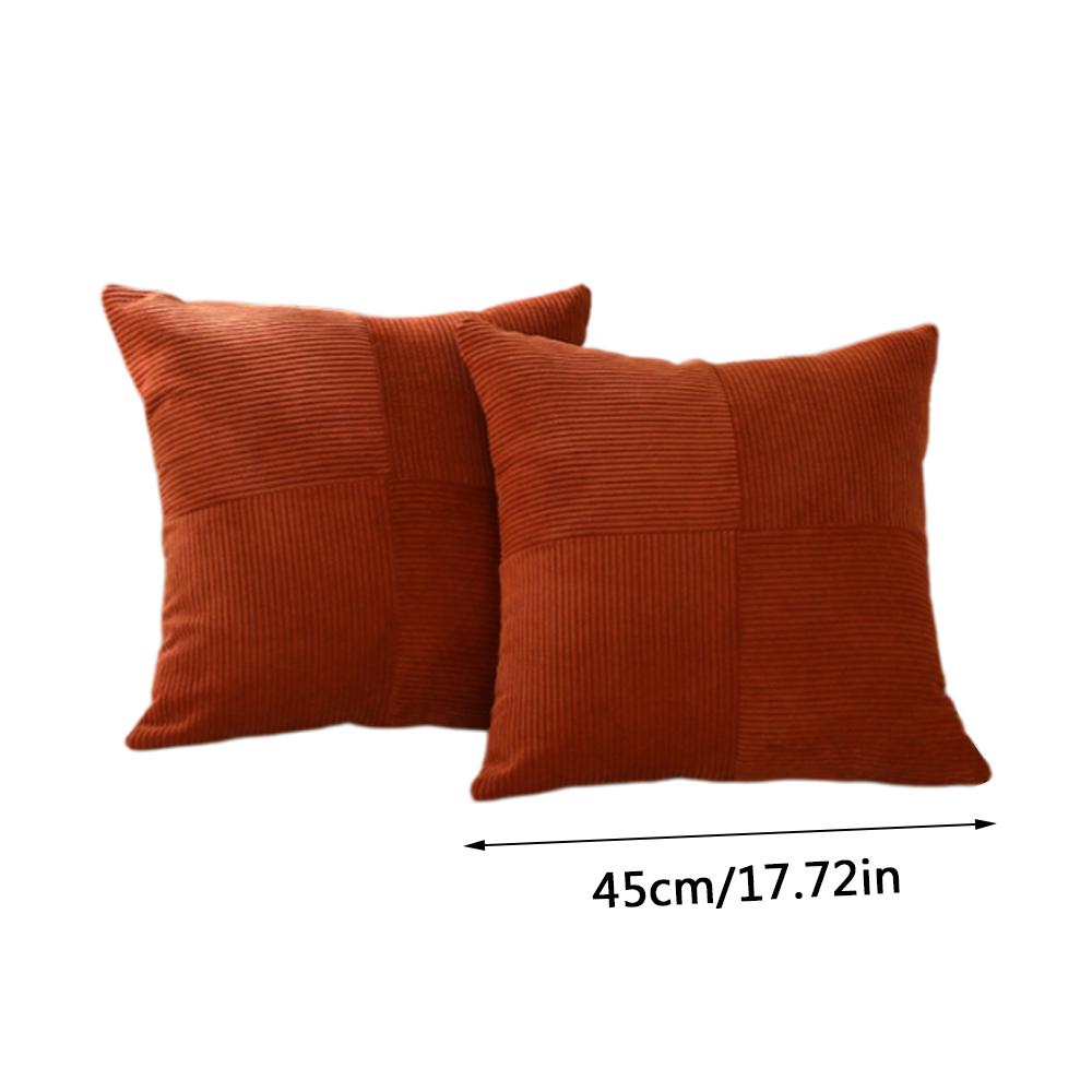 Corduroy Striped Square Cushion Covers Simple Solid Color Pillowcase Cross Patchwork Textured Cushion Case Sofa Home Decor