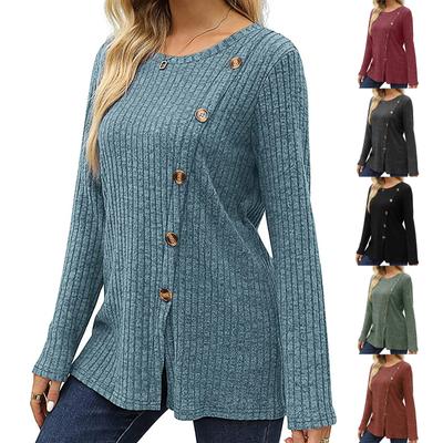 Womens Sweater Single-breasted Knitted Cardigan Long Sleeve Button Top Women Pullover