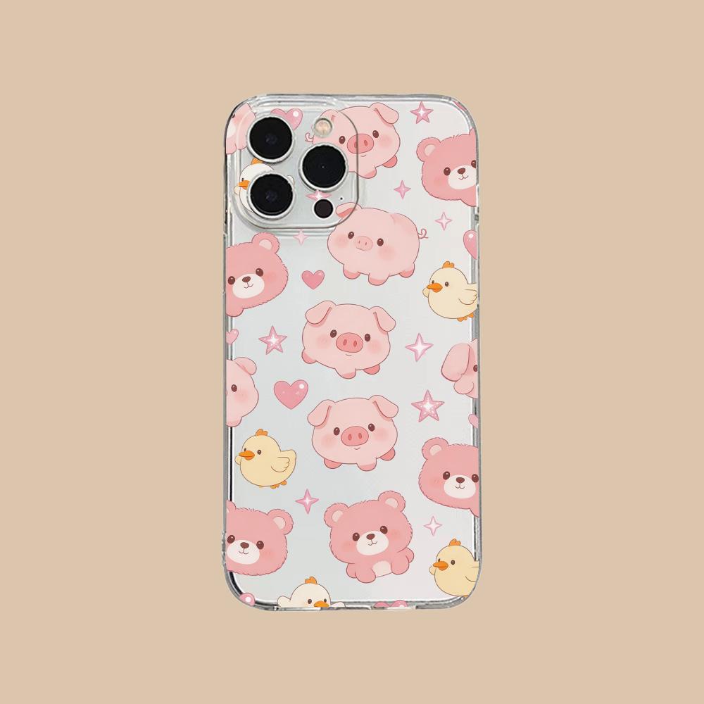 Cute Animes Puppy Kitten Clear TPU Mobile Case for iPhone 17 16 15 14 13 12 11 X XR XS Air Pro Max Plus Mini Colorful Cover