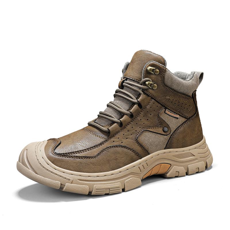 

Fashion Vintage Winter Leather Mens Boots High Quality Lace-up Casual Men s Tooling Shoes Comfortable Non-Slip Mens Hiking Shoes 44 хаки