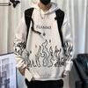 Sudadera con Capucha para Hombre Otoño Estampado de Llamas Sombrero con Capucha Manga Larga Suave Cálida Holgada Estilo Hip Hop Sudadera de Invierno para la Escuela