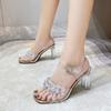 Women's Sexy Clear Heels Sandals Slippers Ladies Fashion Rhinestone Buckle Shoes