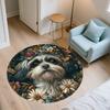 Vintage Shih Tzu Pattern Round rug,Carpet Rug for Living Room Bedroom Playroom ,Non-slip Floor Mat,Holiday Gifts and Birthday Gifts.