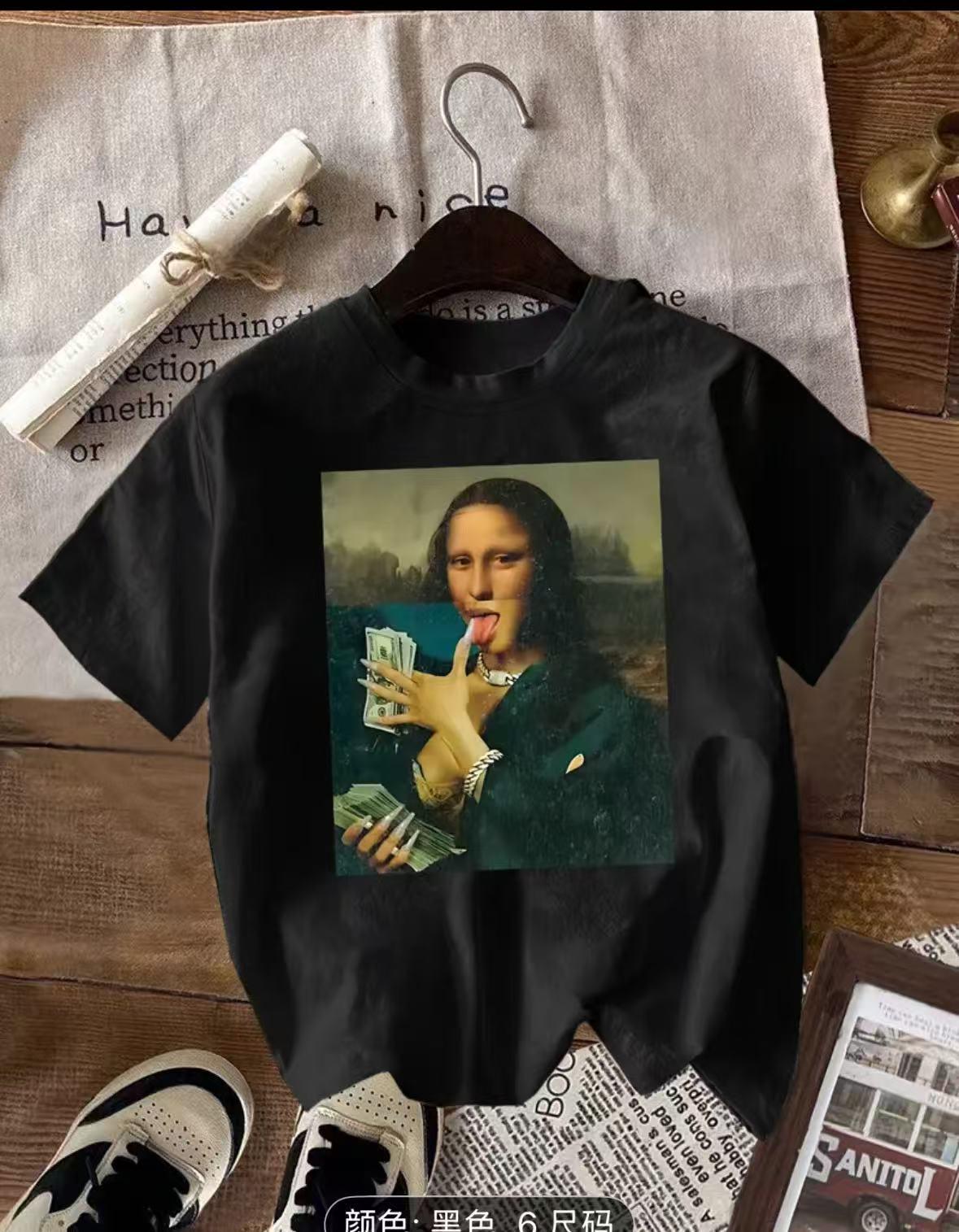 

Ретро Американский Портрет Хлопковая Свободная Футболка с Коротким Рукавом S чёрный