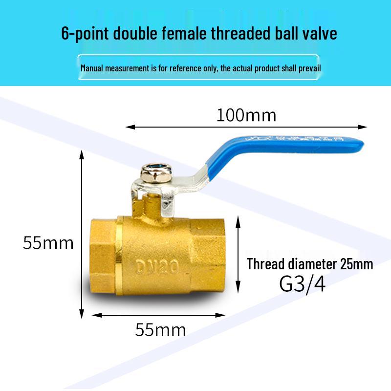 Thickened All-Copper Ball Valve, 4/6-inch, Male/Female Thread, Long Handle