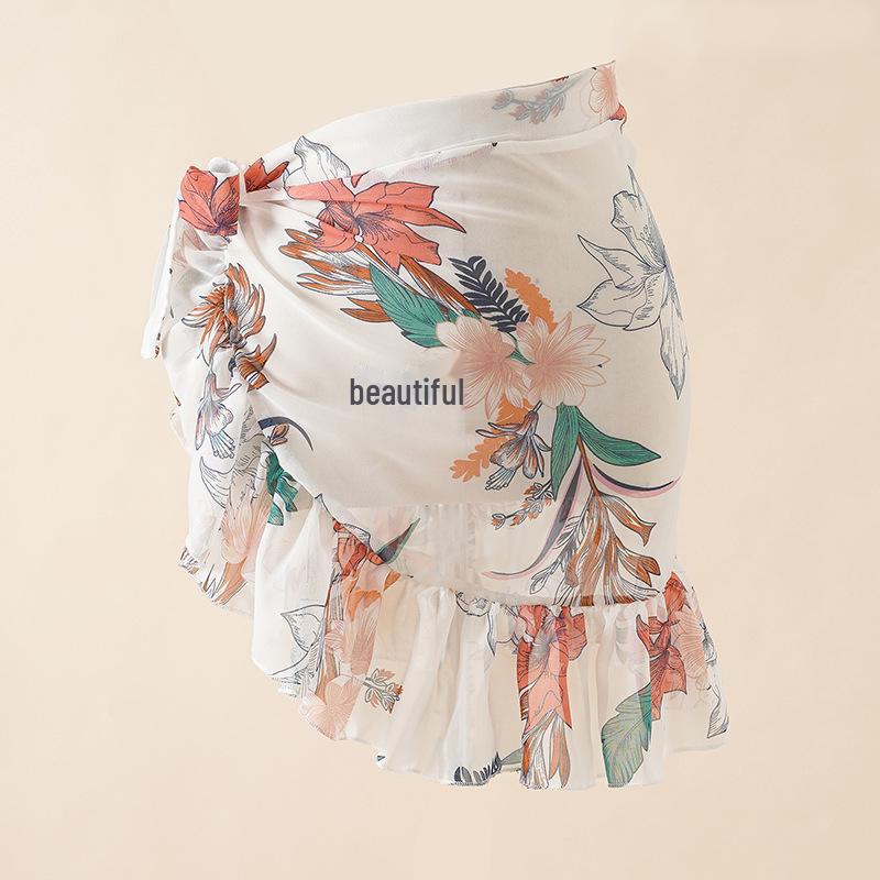 Chiffon Tie-Dye Beach Wrap: Euro-American Style Swimsuit Skirt & Blouse Set