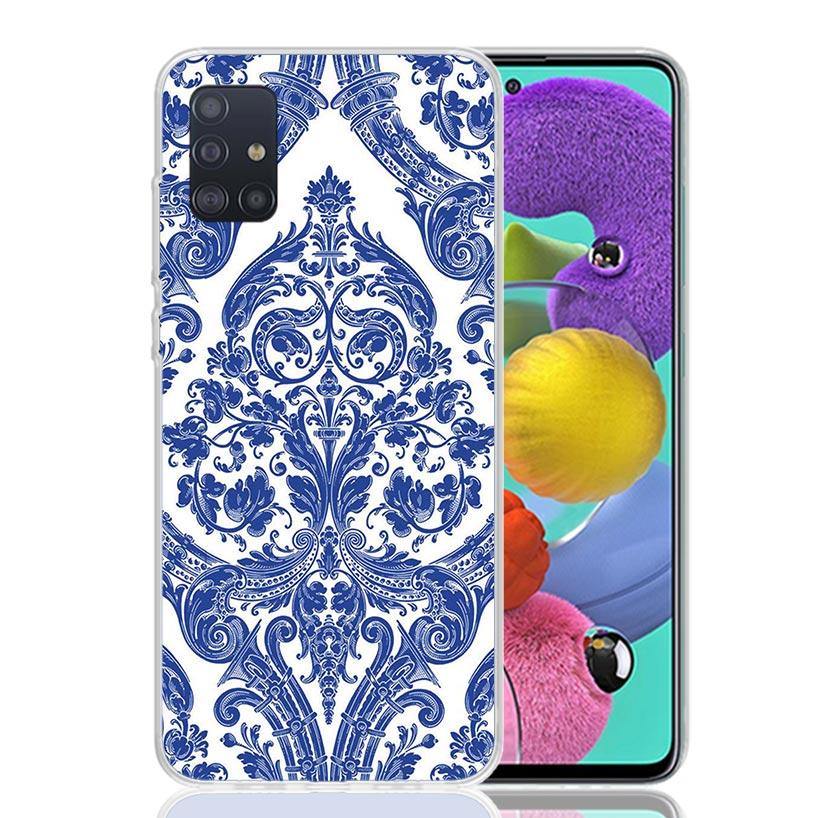 

Blue And White Porcelain Phone Case For Samsung Galaxy A52 A32 A22 A12 A02S A50S A30S A51 A31 AA71 Note 20 Ultra 10 S10 Plus Gal Samsung A52S 5G