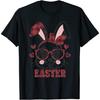 Cute Bunny Face Red Plaid Glasses Headband Happy Easter Day Design 1 T-Shirt for Men Women Kids