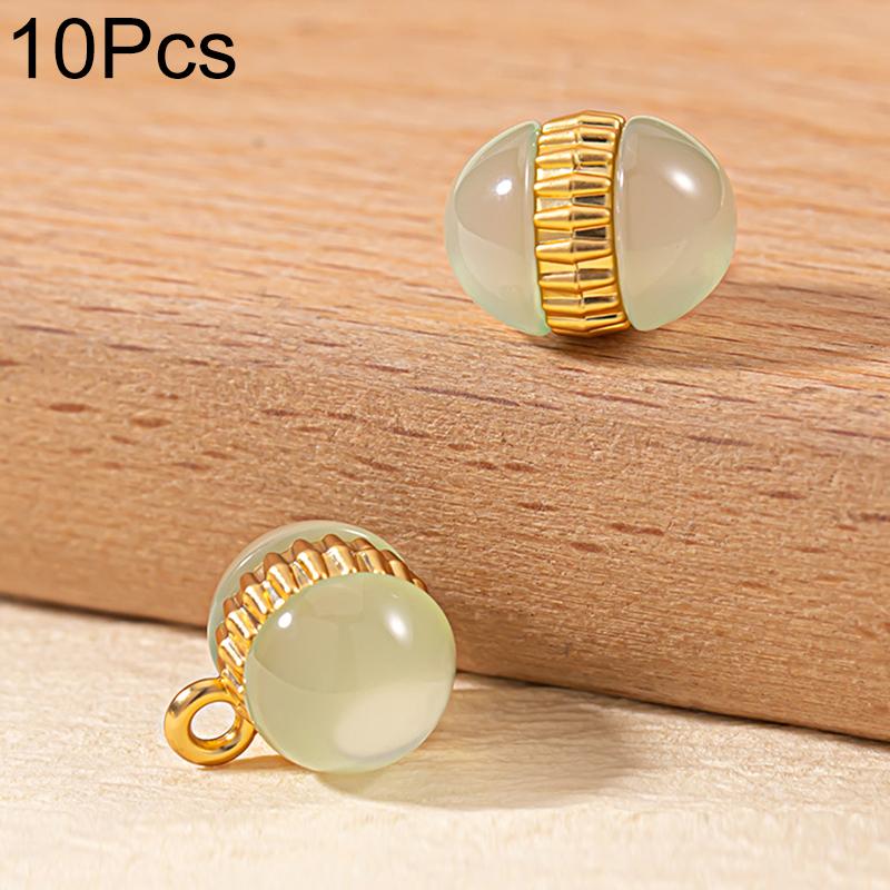 10Pcs Alloy National Style Auxiliary Materials Fashion Colorful Buttons Chinese Style Ellipse Resin Bead