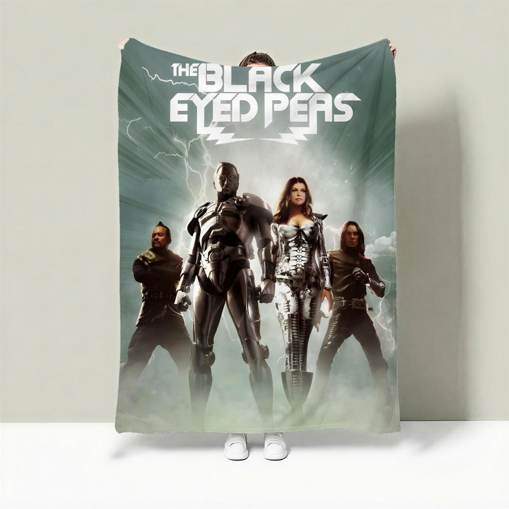 Band B-Black Eyed Peas Throw Lightweight 240g Flannel Blanket Soft Skin-friendly for Summer Cooling
