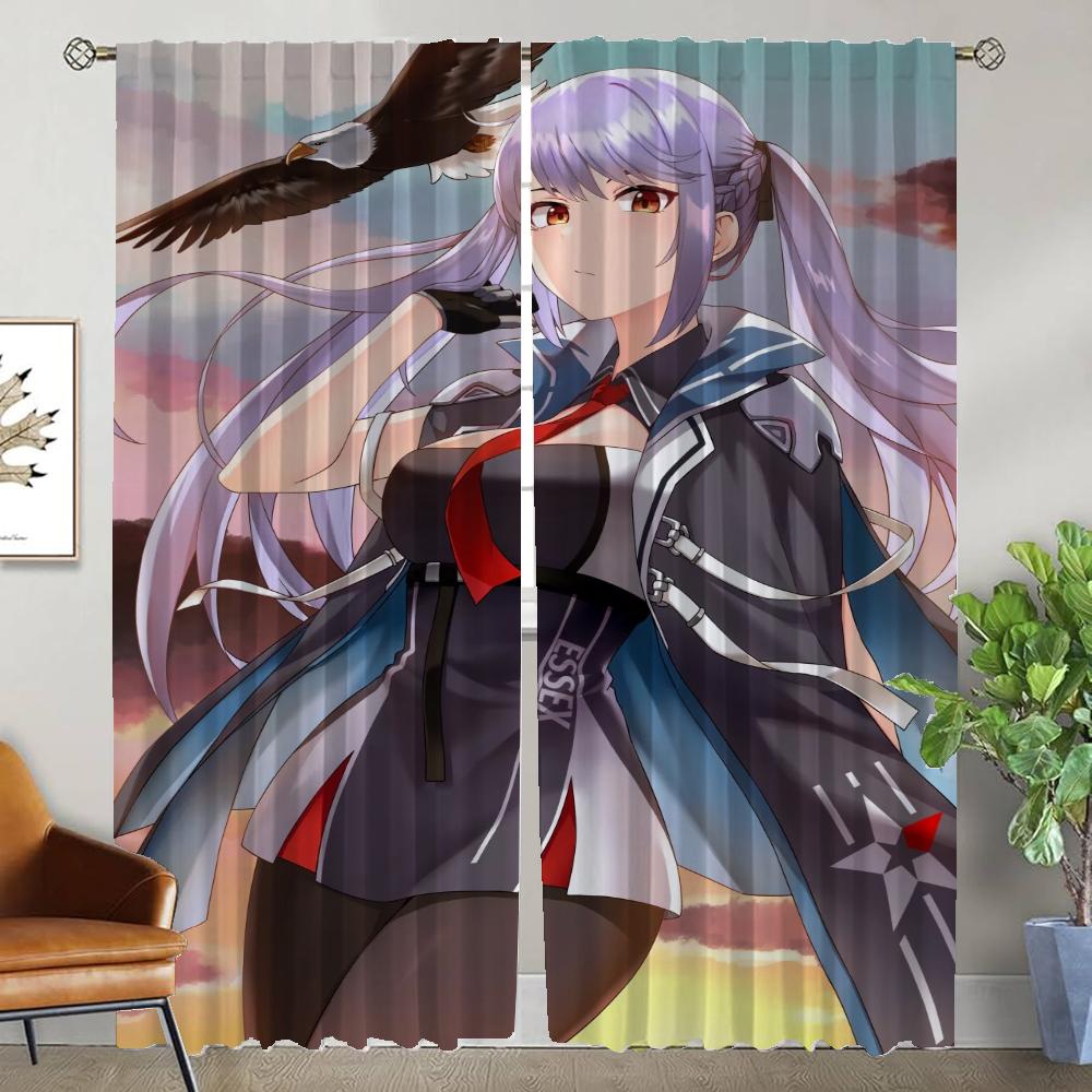 

Tulle for Bedroom Azur Lane Elegant Room Curtains 2 Pieces Home Interior Curtains Blackout Curtain Halloween Decoration Living W50xH70cmx2pcs-CL