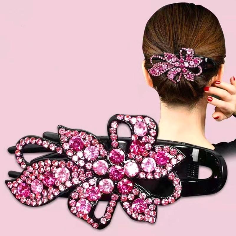 1Pc Hair Claws Hair Clips Plastic Fashion Duckbill Clip Women Rhinestone Hairgrip Hairpin