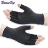 1Pair Copper Arthritis Compression Gloves Relieve Hand Pain Swelling Carpal Tunnel Fingerless For Typing Joint Support