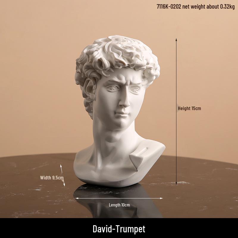 Nordic Greek Resin Sculpture: David Lyre & Woman Still Life Art