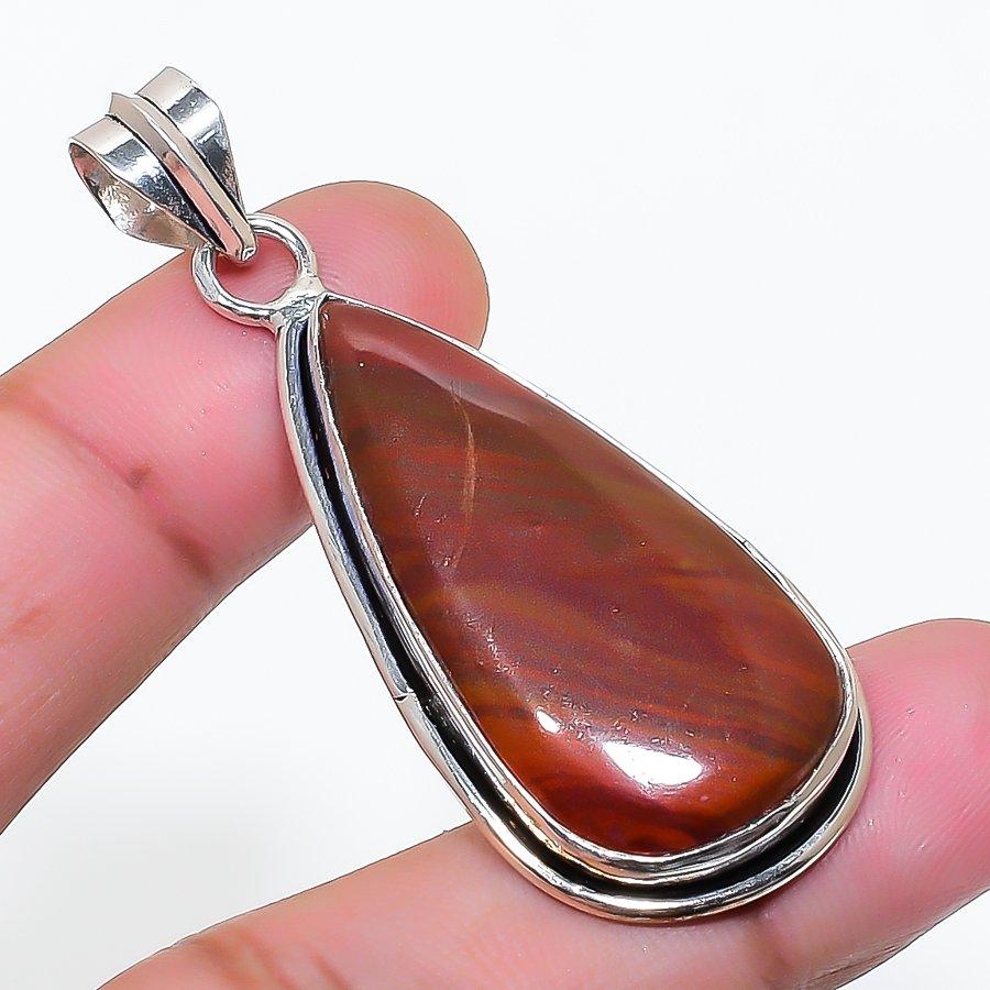 Natural Red River Jasper Gemstone 925 Sterling Silver Jewelry Pendant 2.13" AP-14832