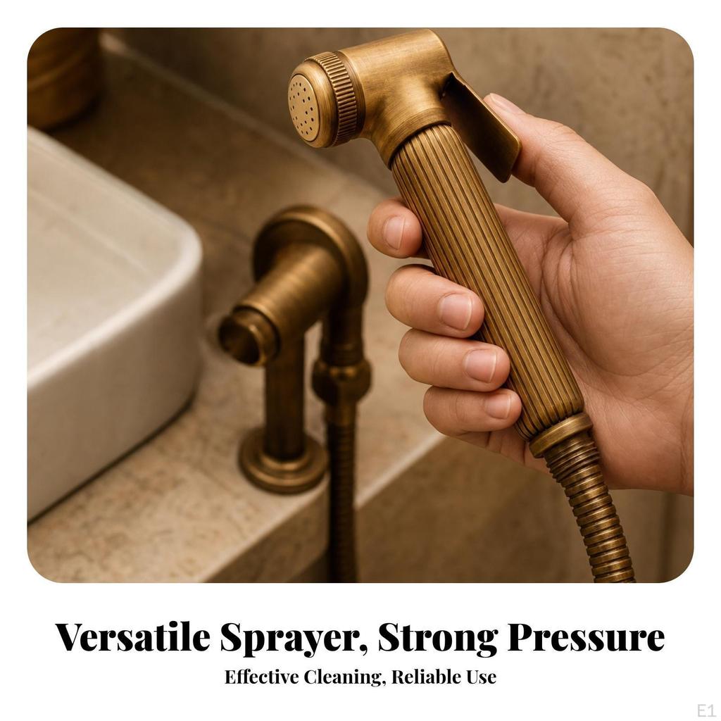 Handheld Bidet Sprayer with Hose | Antique Brass Finish, Holder, for