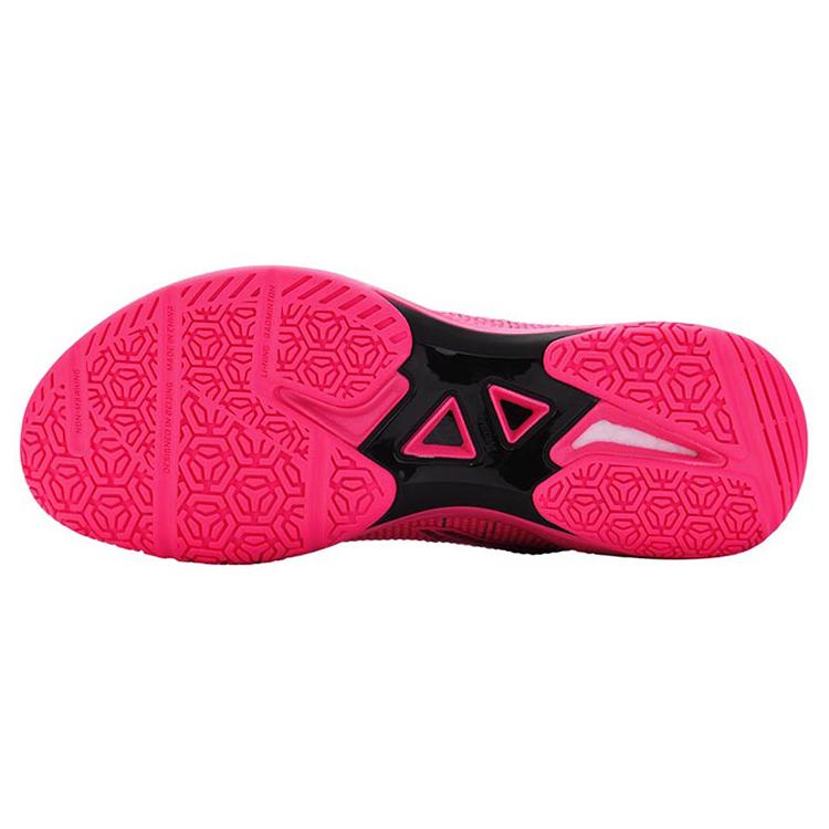 Li Ning  Fabric Cushioning Slip Resistant Abrasion Resistant Low Top Badminton Shoes Unisex Fluorescent Fruit Pink AYAS018-1