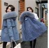 Women's Winter 2025 Cotton-Padded Parka with Fur Collar - Casual Mid-Length, Loose-Fit Korean Style Coat