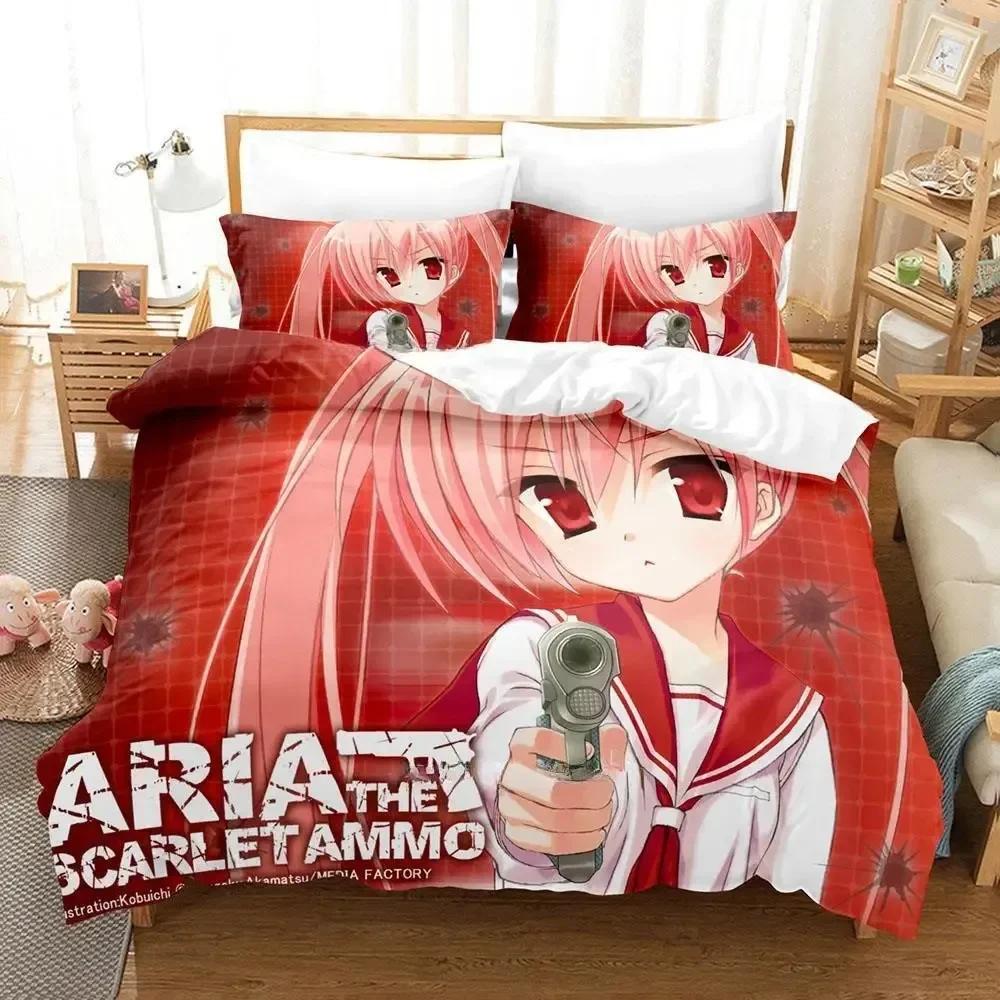 3d Anime Game Aria the Scarlet Ammo Bedding Set Printed With Pillowcase Bed Duvet Cover Soft Single Double Queen Super King Size