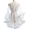 Sexy transparent mesh robe, bathrobe, nightgown, perspective loungewear, fluffy splicing sleeves, medium and long coat.
