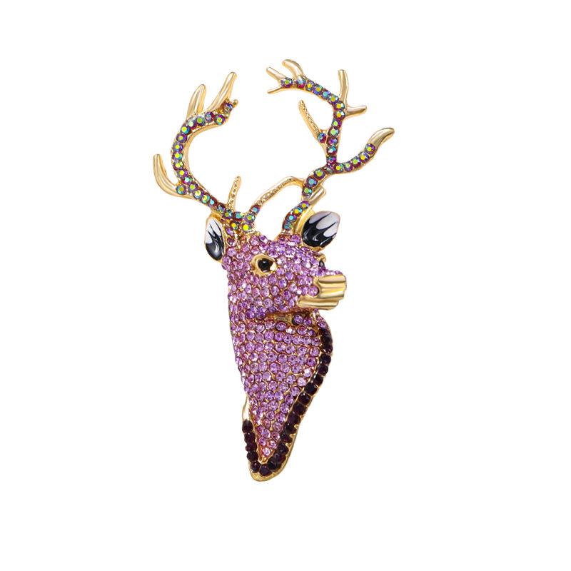 Fashionable Oversized Deer Head Exaggerated Pink Elk High-end Accessories Brooch
