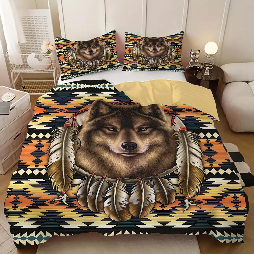 Wolf Head Pattern 3D Print Duvet Cover set Exotic wildlife style Bedding set Soft Comfortable luxury Quilt Cover set Pillowcases