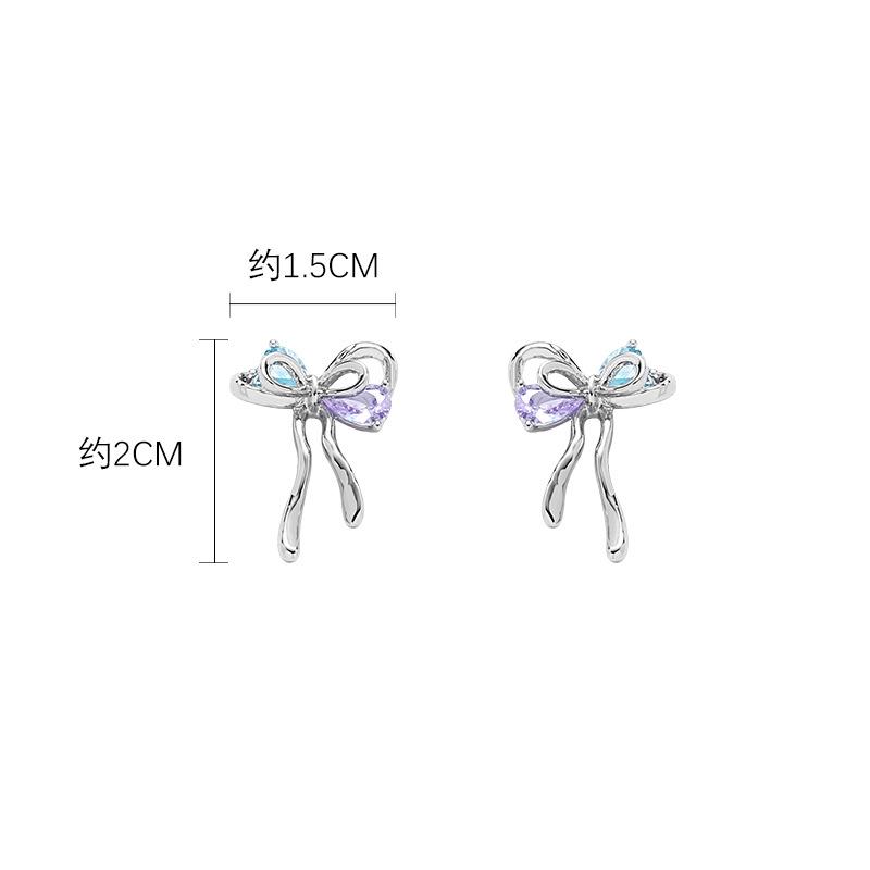 Original bow earrings cold wind 925 silver needle stud earrings Spice Girl minimalist personalized ears
