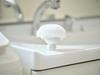 Yamazaki Sangyo Wash Basin Sponge Brush Cleaner with Handle Self-standing Water Drainage Holes White 8x8x8cm 205950