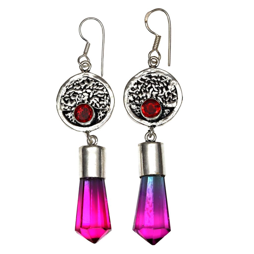 Green Tourmalinne Gemstone Mother's Day Silver Jewelry Pendant Earring Set