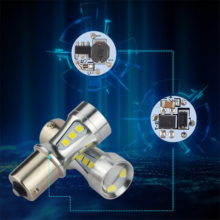 2X1156 Led Ba15S P21W S25 18Led 3030 Chips 6000K White Drl Car Brake Lights Back Light Bulb Light