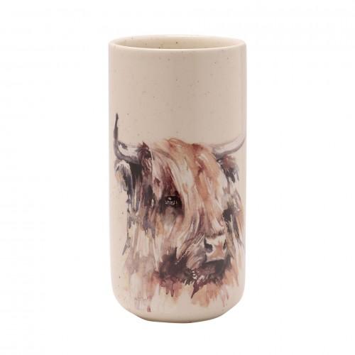 Meg Hawkins Tall Ceramic Vase - Highland Cow 10 x 20cms