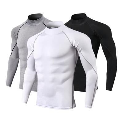Pánsky športový top 3D Slim Fit Vysoko elastický stojači golier Rýchloschnúci Dlhé rukávy Slim Fit Kompresné tričko Tvarovanie postavy Gymnastika Beh Basketbalové tričko