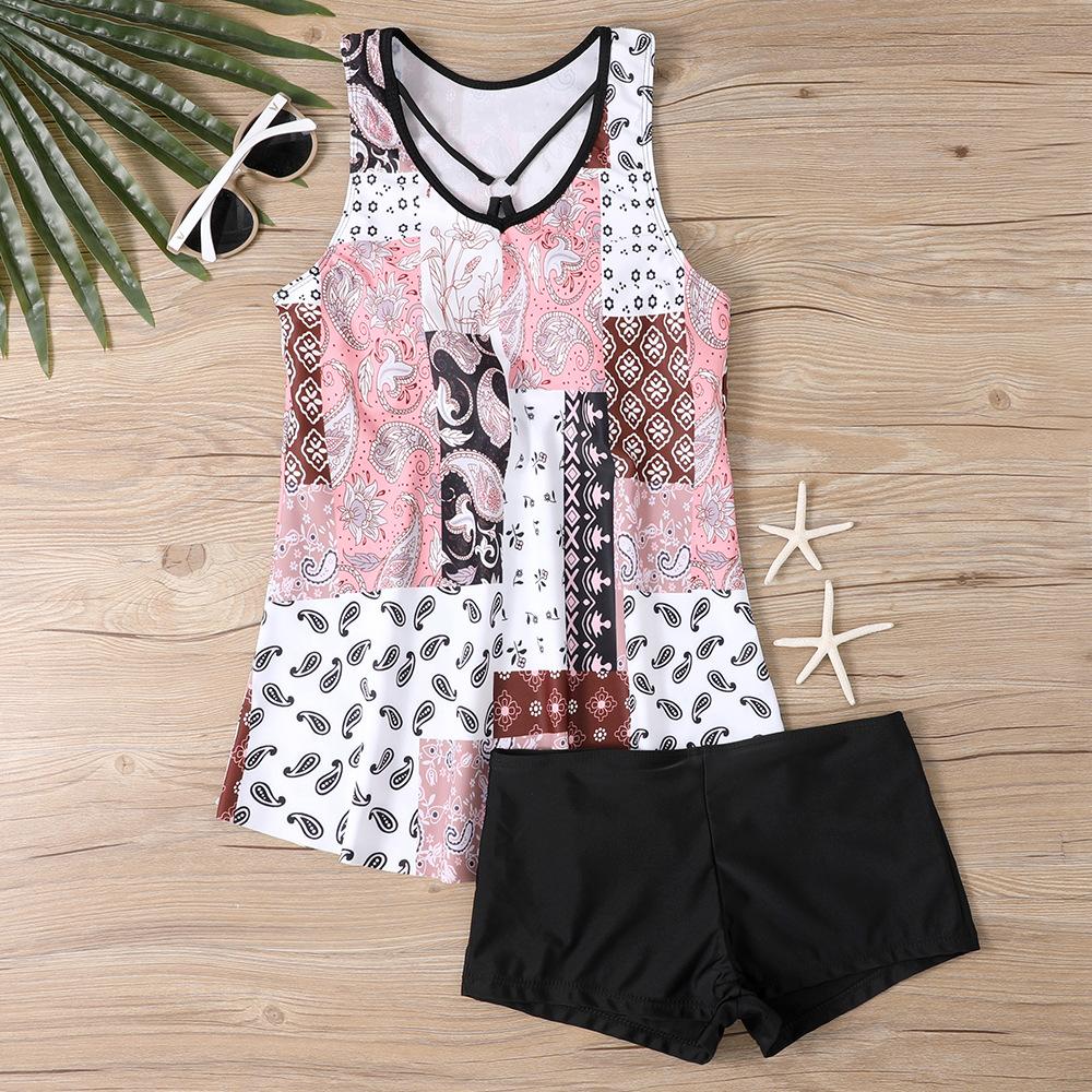 Women's Halter Complex Patterns Print Bikini Tankini Swimsuit