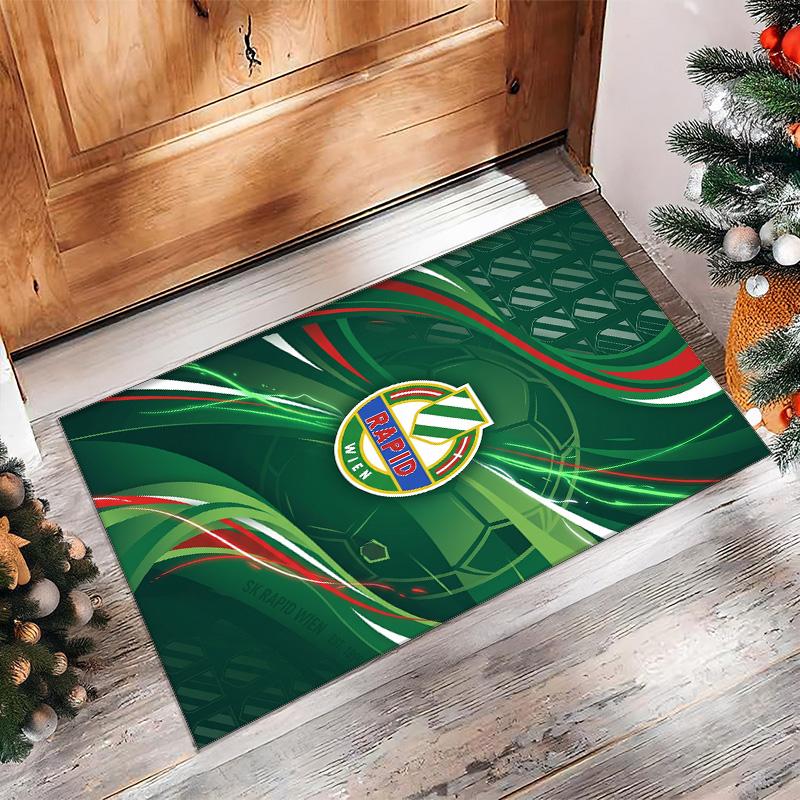 Rapid Wien FC Soccer Football Pattern Soft Area Rug Non Slip Indoor Floor Carpet Sports Decor Mat for Bedroom