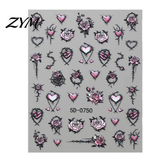 Retro Black Nail Stickers Halloween Art Stickers, 3D Embossed Skeleton Hand Pumpkin Bat Professional Salon Accessories Decals, Self-Adhesive Manicure