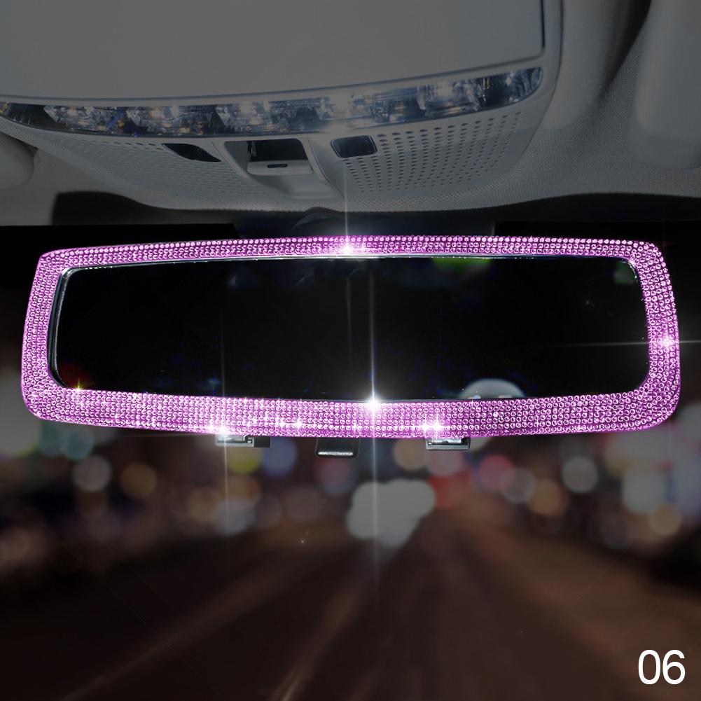 New Rhinestone Car Rearview Mirror Car Charm Bling Rearview Mirror Cover for Girls Pink Auto Accessories Interior for Woman