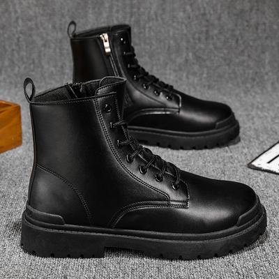 Fashion Ankle Boots For Men Black Casual High Top Shoes Sneakers Men New Leather Boots Classic Zipper Motorcycle Boots Men 2023