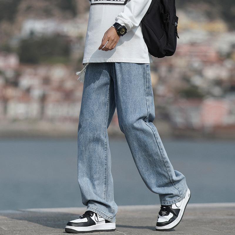 

Осень Новый Стиль Джинсы Мужские Свободные Прямые Брюки Подросток Студент Спортивные Брюки Простые Повседневные Брюки 3XL