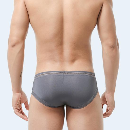 Men Briefs Solid Color Low-rise Ice Silk Briefs U-Convex Large Space Not Tight Underwear Ultra-thin Panties