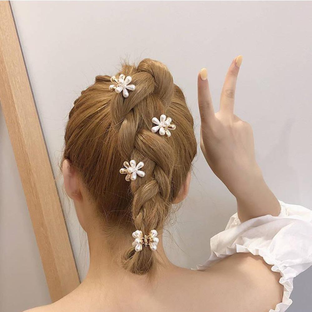 10pcs Korean Style Pearls Flower Hairpin Resin Women Side Clip Mini Hair Claw  Daily