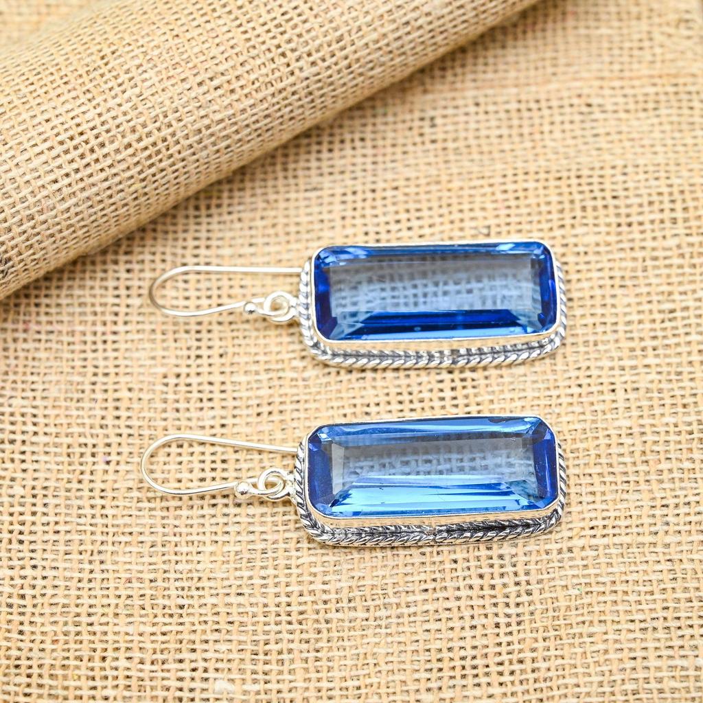 Tanzanit ädelsten 925 sterling silver smycken handgjorda örhängen för bröllopspresent