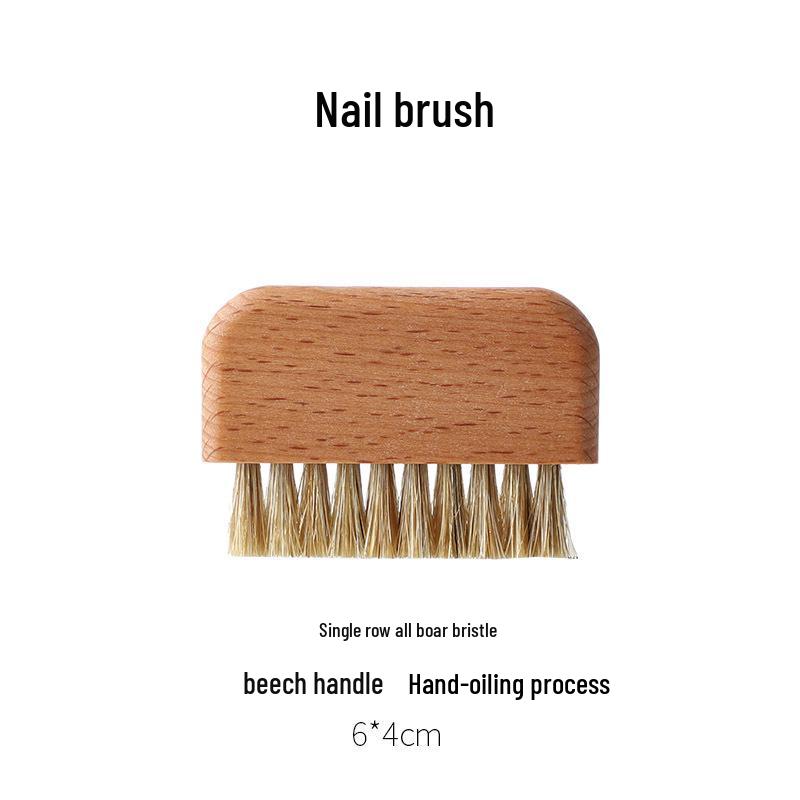 Kartáček na nehty z masivního dřeva s čistými kančími štětinami - Účinný čistič skvrn a mezer pro manikúru