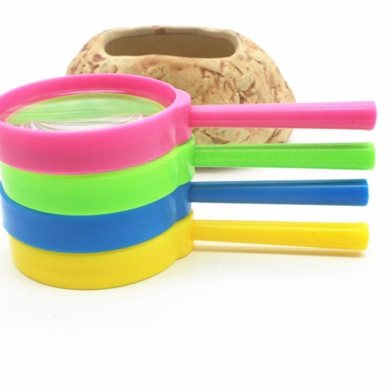 1PC Mini Color Handheld Children Elderly Reading Puzzle Magnifying Glass Plastic Handle with Lens Magnifying Glass