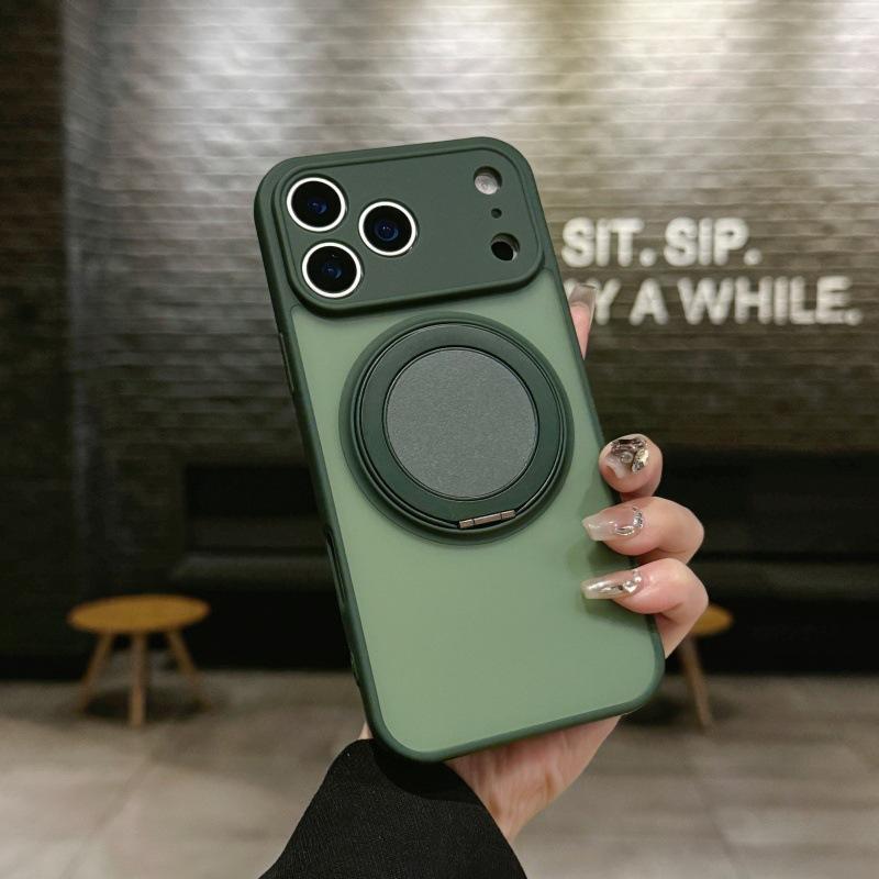 Applicable iPhone17promax matte fulcrum case all-inclusive Apple 16 rotating invisible bracket magnetic mobile phone case