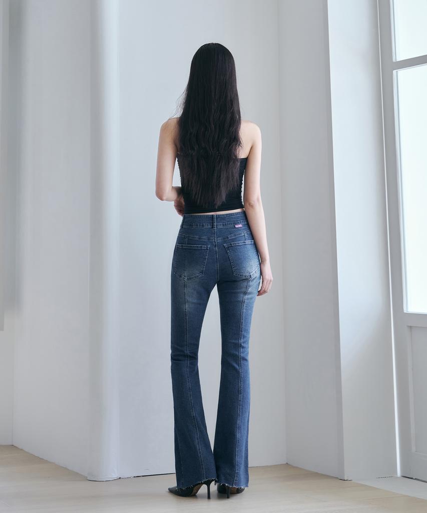 Awodeijeu Slash Line Bootcut Denim Pants [Blue]