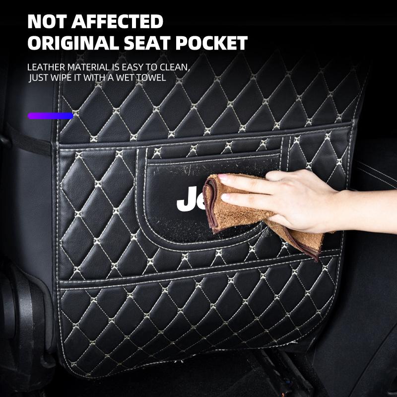 New Car Seat Back Anti Kick Pad Leather Interior Anti Scratch Protector Cover For Jeep Wrangler Grand Cherokee Compass Renegade Cherokee Gladiator