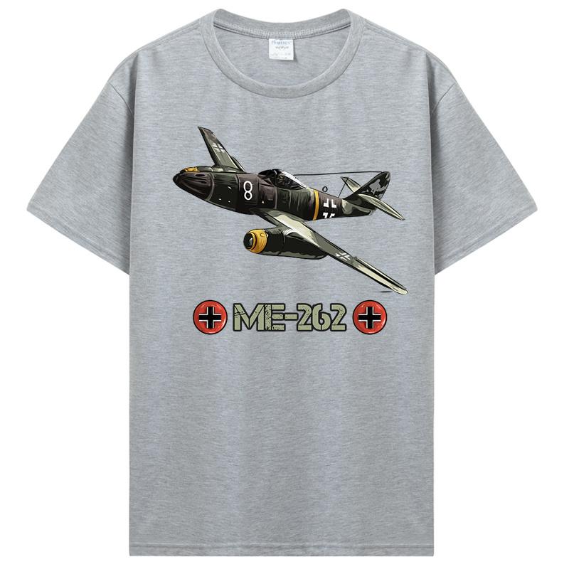 World War 2 German Aircraft ME 262 Fighter Jet Memorabilia T-Shirt Men Cotton O-neck Tshirt Hip Hop Tees Streetwear Harajuku