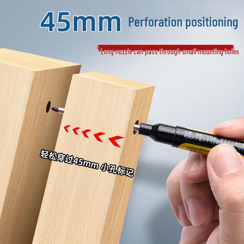 45mm Refillable Long-Nozzle Deep-Hole Marker Pen, Oil-Based & Waterproof for Construction