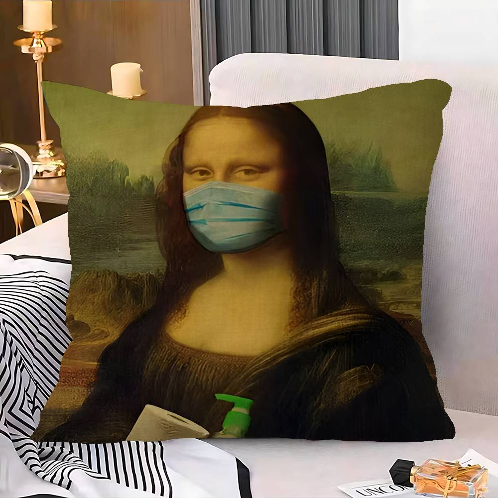 Mona Lisa Śmieszne Spersonalizowane Zdjęcie Tekst Dekoracyjne Poduszki Domowe Prezenty Domowe 45x45cm